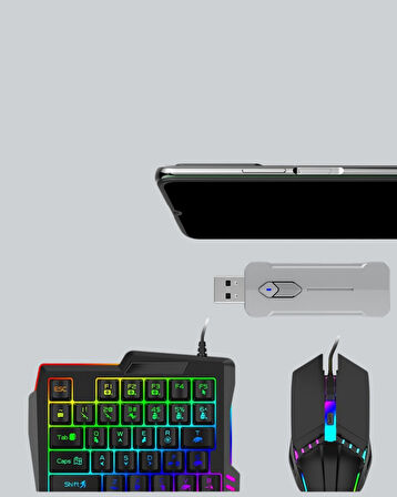 5’i 1 Arada Mobil Oyun Seti Klavye Mouse Dönüştürücü iOS & Android