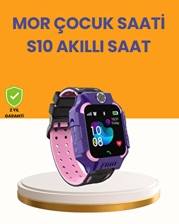 S10 Mor Akıllı Çocuk Saati Konum Takip ve Güvenlik Özellikli