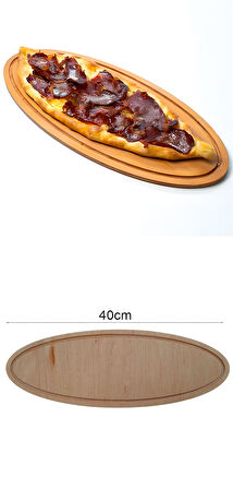 HSNET Ahşap Pide Sunum ve Kesim Tahtası 2 adet 40 Cm