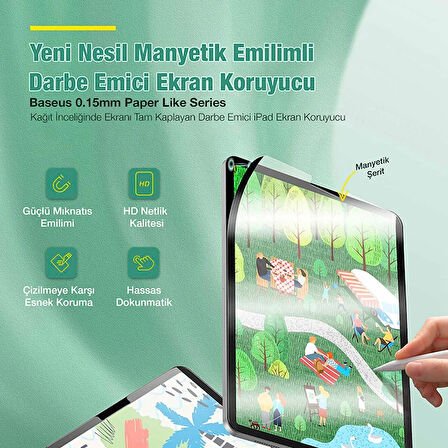 Baseus iPad 9.7inç Manyetik Kenarlı Mıknatıslı Ekran Koruyucu iPad 9.7 2018 / 2