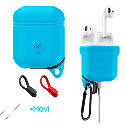 Ally Apple Airpods İçin Premium Silikon Kılıf Anahtarlıklı-(5775)