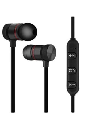 Sports Mıknatıslı Siyah Bluetooth Kulaklık Kablolu Uzun Pil Ömrü