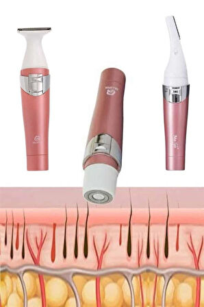 3 Başlıklı Kıl Tüy Temizleyici Epilasyon Aleti Tüm Cilt Tiplerine Uygun