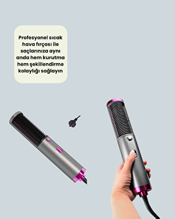 Profesyonel İyon Teknolojili Sıcak Hava Fırçası