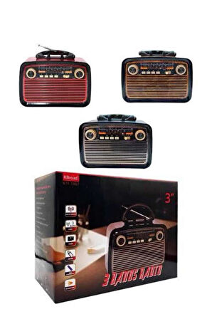 Nostaljik Görünümlü Ahşap Radyo TF SD USB Girişli Led Fener Işıklı