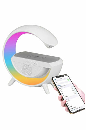 Bluetooth Hoparlör G Şekli Atmosfer Akıllı Rgb Lamba Wireless Kablosuz Şarj