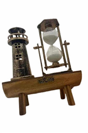Dekoratif Kum Saati Deniz Feneri Retro Masa Hediyeli Eşya