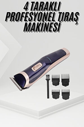 Tıraş Makinesi 4 Başlıklı Paslanmaz Çelik Bıçaklı Tüm Saç Tiplerine Uygun
