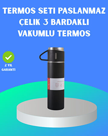 304 Çelik Termos Seti | 2 Bardaklı 500 ml Uzun Süre Isı Koruma