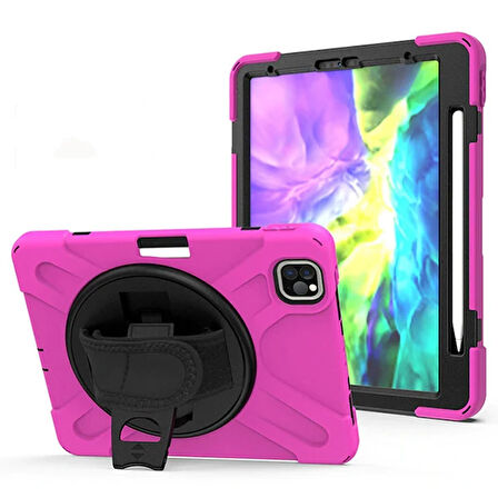 iPad Air 4. Nesil 10.9 Kılıf Shockproof 3 Katmanlı Standlı Zırh Kılıf Kalem Y