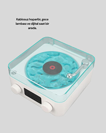 3-1 Kablosuz Bluetooth Hoparlör – Gece Lambalı Saatli Retro Tasarım