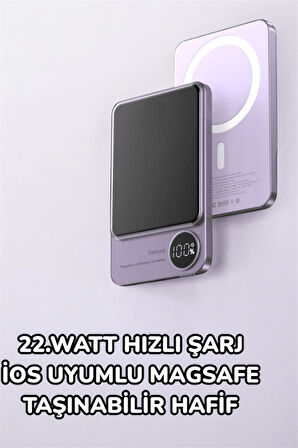 iOS Uyumlu 22.5W Hızlı Şarj Magsafe Powerbank Dijital Göstergeli 10.000 mAh