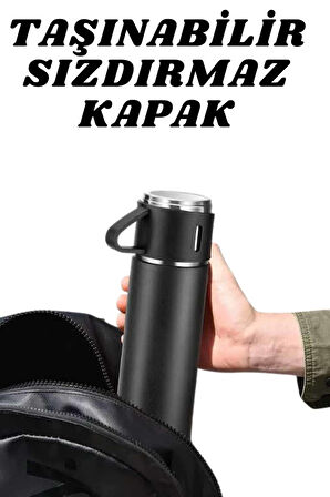 3 Bardaklı Termos Seti Anneler Gününe Özel Hediye Taşınabilir Sızdırmaz Isı