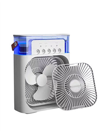 USB Bağlantılı 3'ü 1 Arada Nemlendirici Mini Klima Fan | 7 Renk Işıklı