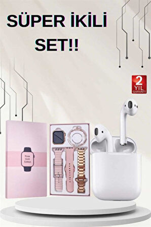 3 Kordonlu Dokunmatik Ekran Akıllı Saat ve 2.Nesil Kablosuz Bluetooth Kulaklık AN
