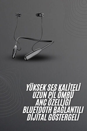 100 Saat Bluetooth Kulaklık Dijital Göstergeli ANC Özelliği Kablolu