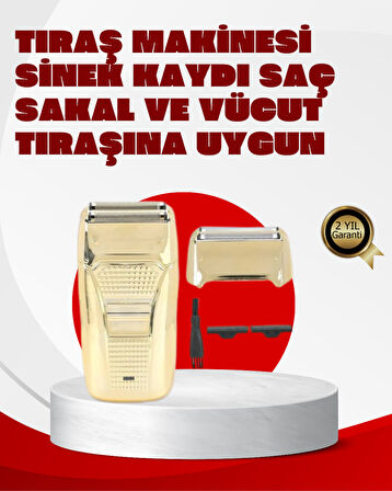 Erkek Saç Sakal Tıraş Makinesi Kablolu Altın Renk Dayanıklı