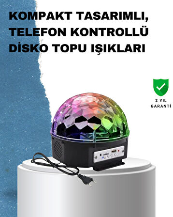 Taşınabilir RGB Disko Topu Bluetooth ve Uzaktan Kumanda Özellikli
