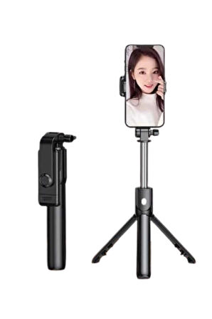 Selfie Çubuğu Tripod Bluetooth Kumandalı Selfie Çubuğu Telefon Tutucu