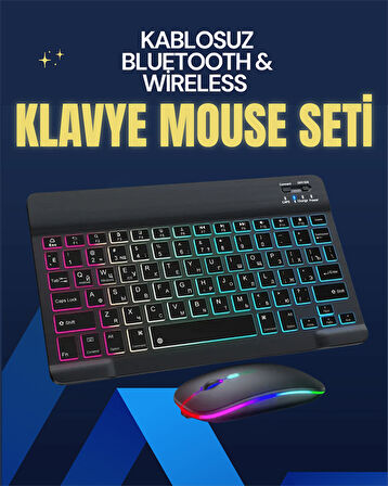 Şık ve Sessiz Tasarımlı Işıklı Klavye Mouse Seti – Şarjlı Wireless