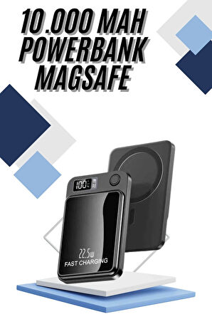 Magsafe Powerbank 10.000 mAh 22.5 Watt Hızlı Şarj Göstergeli Kablosuz Taşınabi