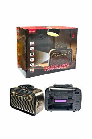 Nostalji Radyo Bluetooth Hoparlör USB-SD Kart Giriş Led Fener Işıklı Bataryalı