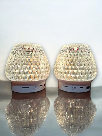 G5 Kristal Şarjlı Masa Lambası - 7 Renk Gece Lambası ve Bluetooth Hoparlör