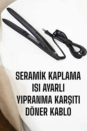 Saç Düzleştirici Isı Ayarlı Döner Kablo Yıpranma Karşıtı