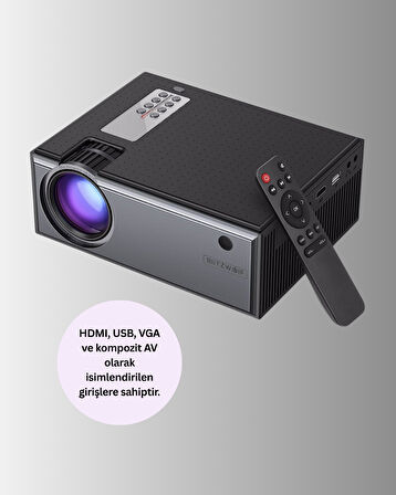 Full HD Projeksiyon – HDMI/USB Girişli Kumandalı Eğitim ve Sunum İçin İdeal