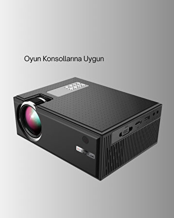 Full HD Destekli Taşınabilir Projeksiyon Cihazı – HDMI USB VGA Girişli Uzaktan
