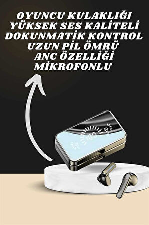 Aynalı Bluetooth Kulaklık ve 7 Kordonlu Akıllı Saat Dijital Göstergeli Uzun Pil