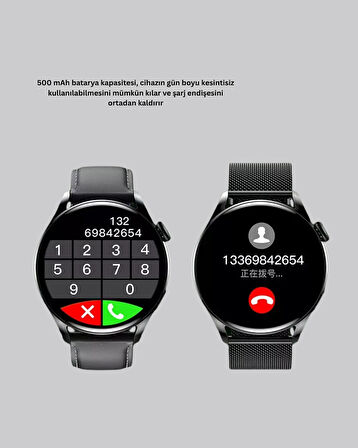 GPS’li Akıllı Saat 500 mAh Batarya Sesli Arama Bildirim Nabız Ölçer Spor Taki