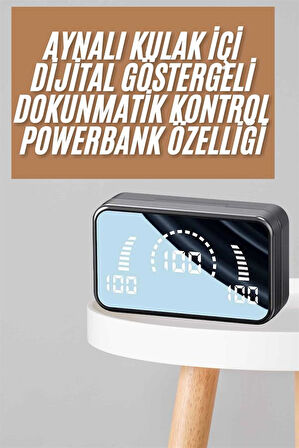 Powerbankli Bluetooth Kulaklık Yüksek Ses Aynalı Çift Dijital Gösterge Ekranı