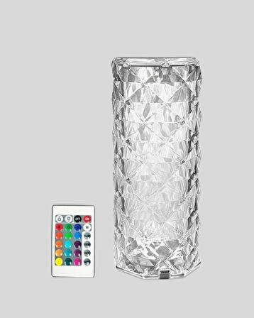 Kristal RGB LED’li Kumandalı Masa ve Gece Lambası – Renkli Işık Modlarıyla 