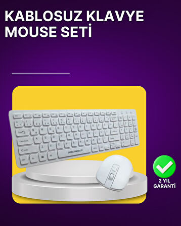 Kablosuz Klavye ve Mouse Seti - Ergonomik Tasarım Sessiz Kullanım Geniş Uyumluluk