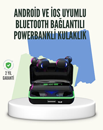E10 Powerbank Şarjlı Bluetooth 5.1 Kulaklık Spor ve Oyun İçin