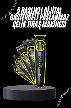 Unısex Çok Fonksiyonlu Bakım Seti Led Göstergeli Tıraş Makinesi Saç Sakal Vü