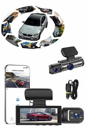 Video ve Fotoğraf Kaydedici Sürüş Kamerası Ön ve Arka Çift Kameralı