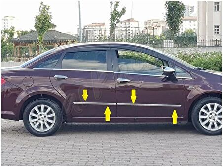 WOC Chrome Fiat Linea Krom Yan Kapı Çıtası 2006-2018 4 Parça Paslanmaz Çelik