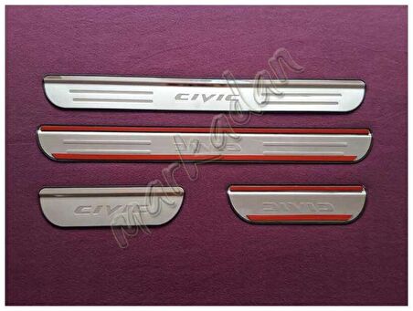 WOC Chrome Honda Civic Krom Kapı Eşiği 2006-2011 4 Parça Paslanmaz Çelik