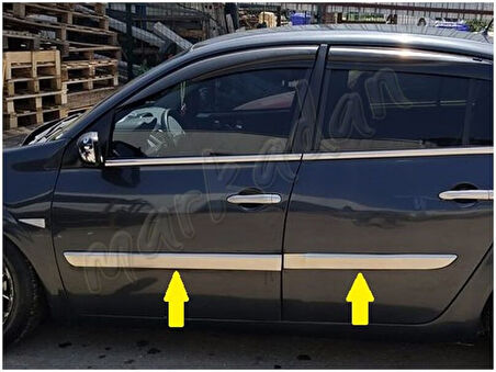 WOC Chrome Renault Megane 2 Sedan Krom Yan Kapı Çıtası 2004-2010 4 Parça Paslanmaz Çelik