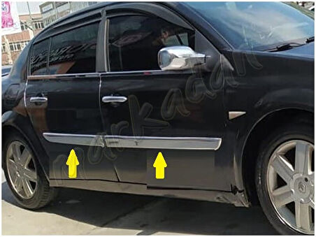 WOC Chrome Renault Megane 2 Sedan Krom Yan Kapı Çıtası 2004-2010 4 Parça Paslanmaz Çelik