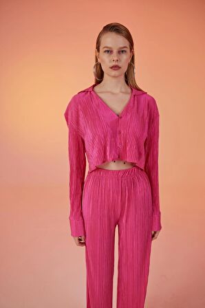 Markano Comfy Crop Gömlek Pembe