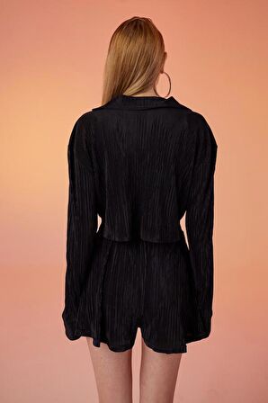 Markano Comfy Crop Gömlek Siyah
