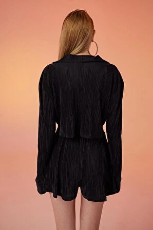 Markano Comfy Crop Gömlek Siyah
