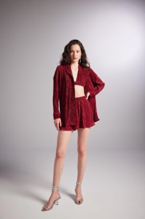 Markano Comfy Oversize Gömlek Bordo