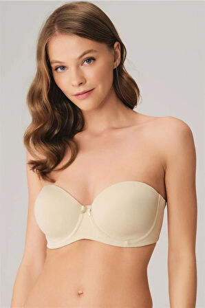 Markano Kadın Balenli Desteksiz Dolgusuz Askısız Straplez Yumuşak Süngerli Günlük Klasik T-Shirt Sütyeni (3346)