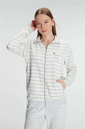 Markano   Pamuklu Uzun Kollu Fermuarlı Sweatshirt ve Pantolon Takım Pijama Takımı