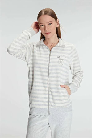 Markano   Pamuklu Uzun Kollu Fermuarlı Sweatshirt ve Pantolon Takım Pijama Takımı