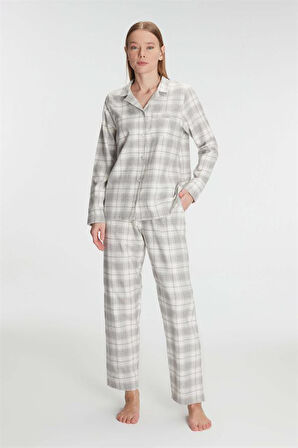 Markano  Kare Desenli Pamuklu Gömlek Pijama Takımı